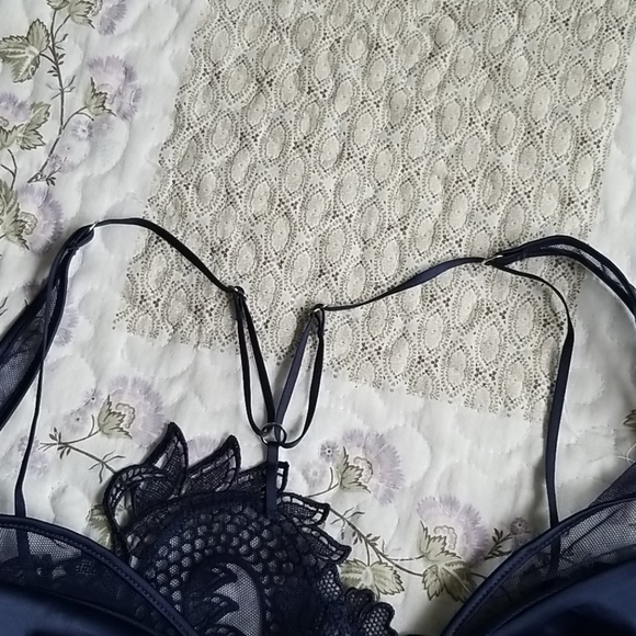 VS Luxe Lingerie Blue Dragon Lace Plunge Bra XS - Picture 8 of 11